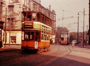 Old photograph of buses on Cathcart Road