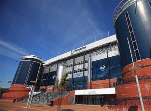 The entrance steps to Hampden Football Stadium